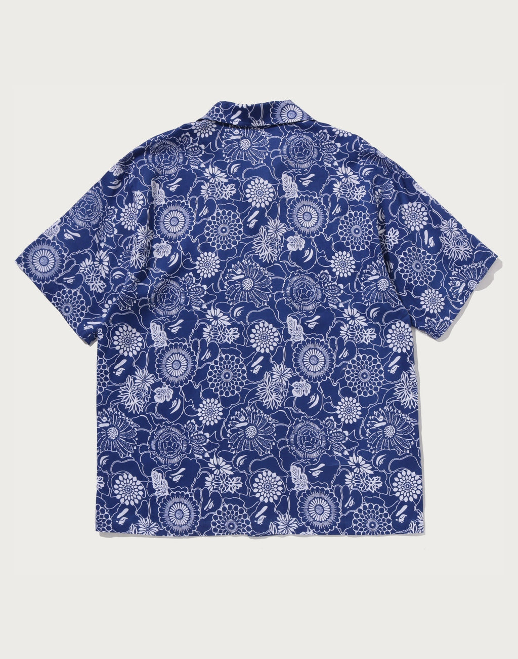 JAPANESE INDIGO ART CAMO OPEN COLLAR SS SHIRT MENS