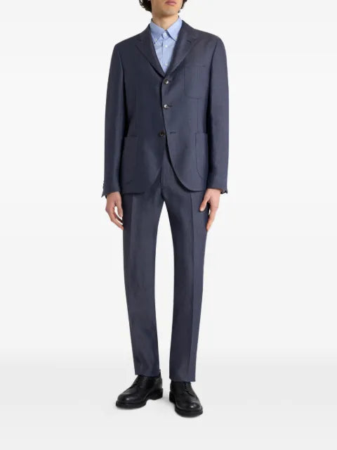 ETRO chevron single-breasted linen jacket