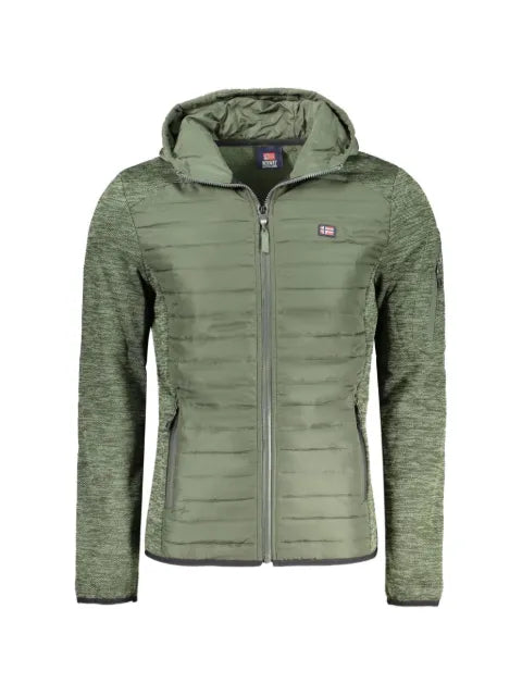 NORWAY 1963 quilted-panel marl-effect hooded jacket