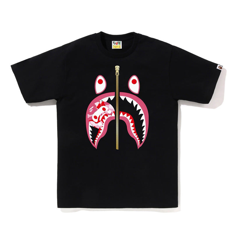 BAPE Ape Head Shark Print Unisex Casual T-Shirt