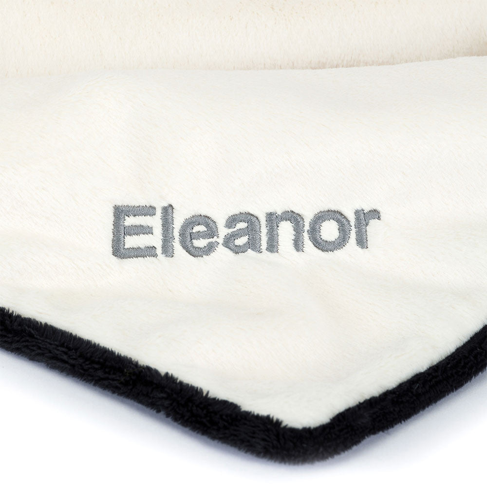 Personalized Bashful Black & Cream Puppy Blankie