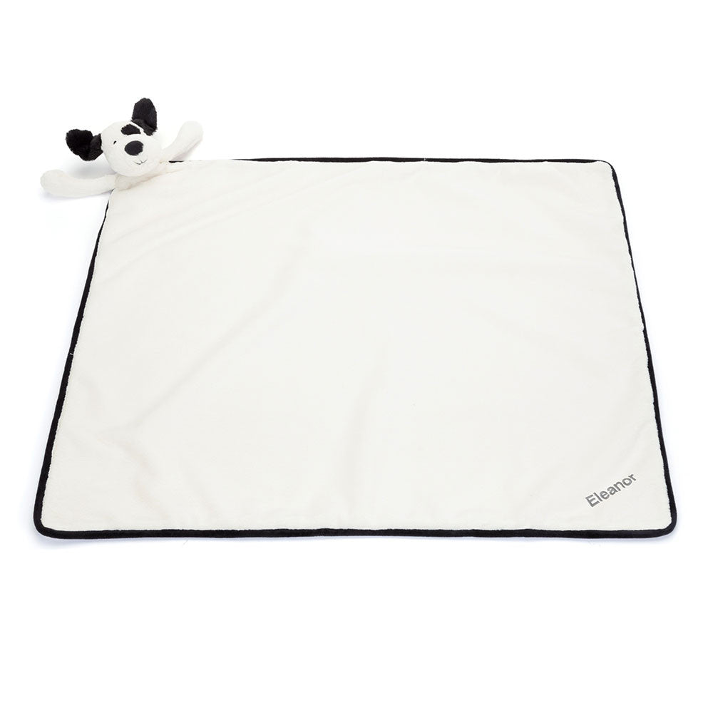 Personalized Bashful Black & Cream Puppy Blankie