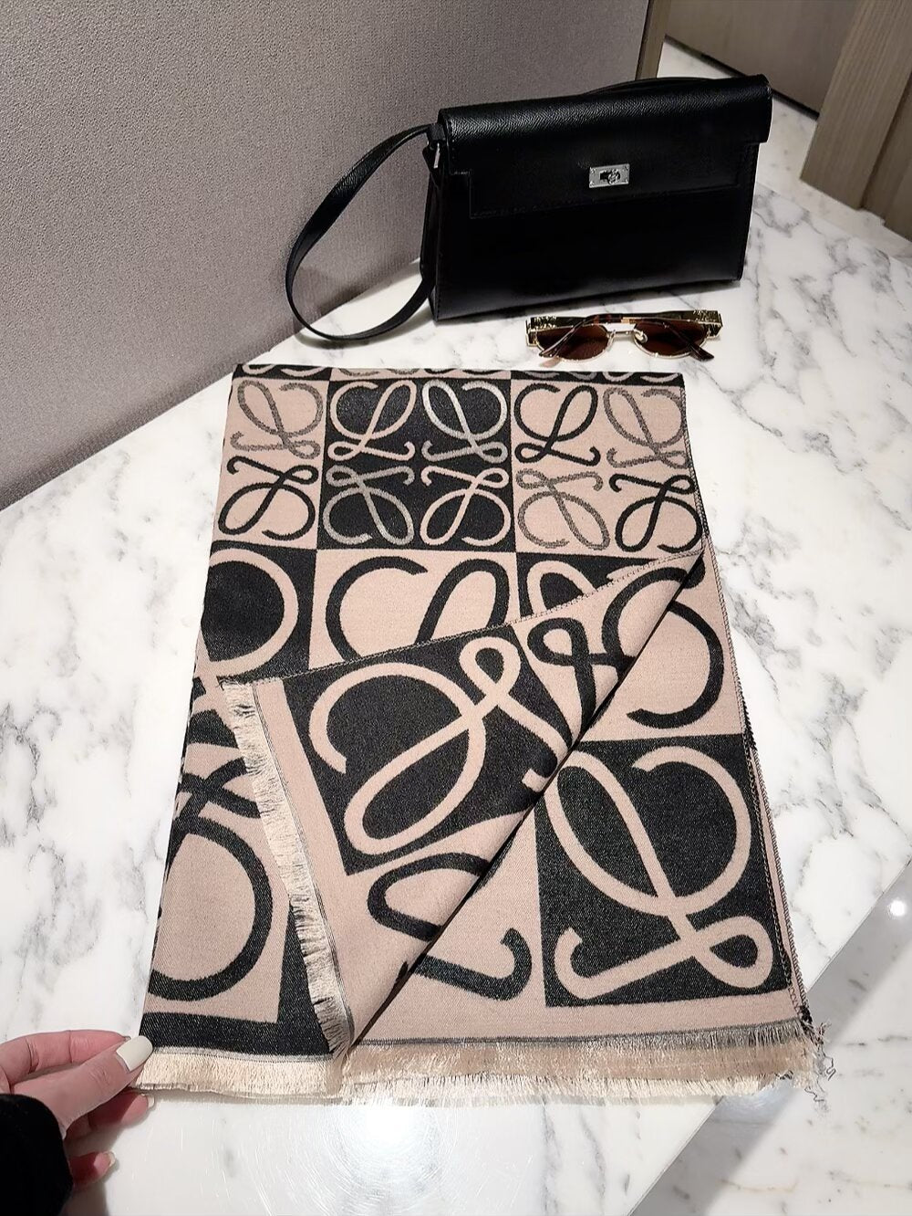 Loewe Style Anagram Pattern Scarf