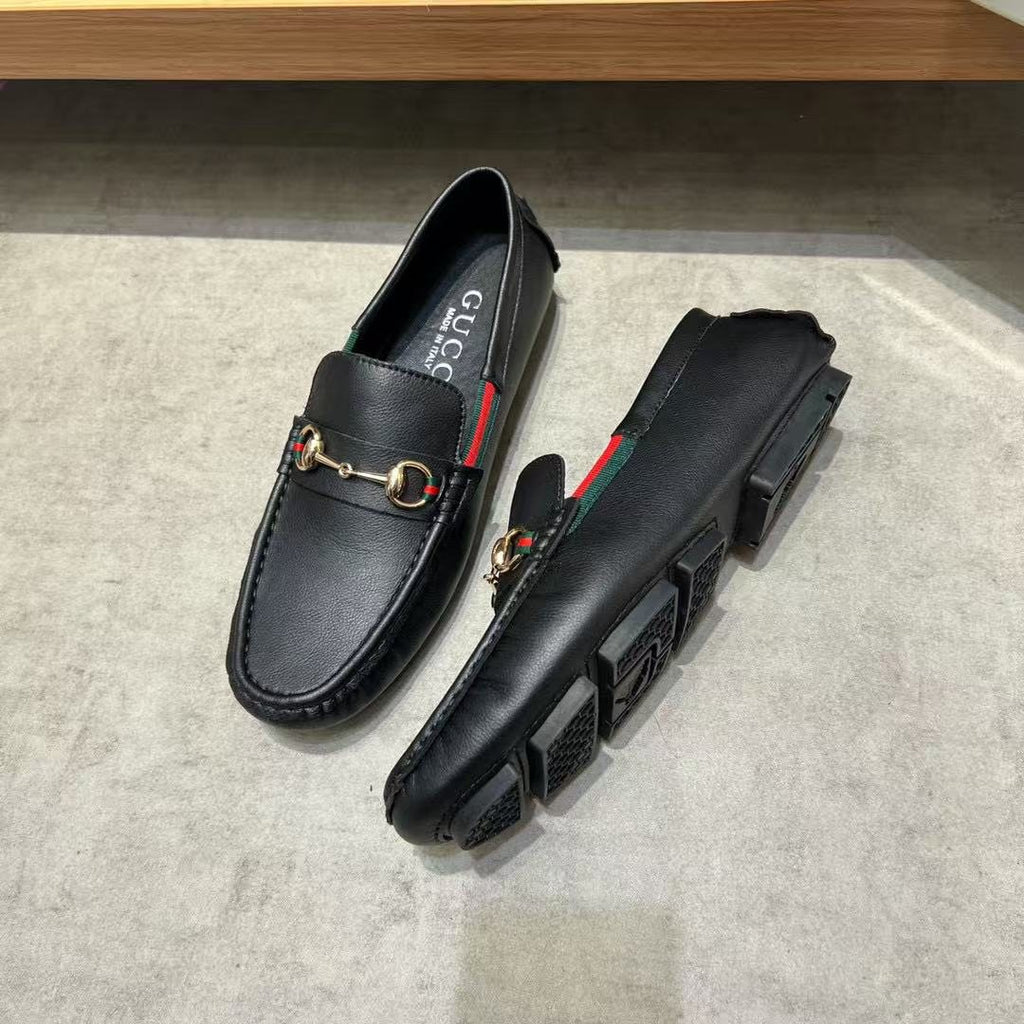 Gucci Black Stripe Bit Loafers