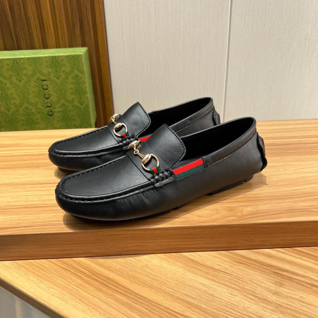 Gucci Black Stripe Bit Loafers