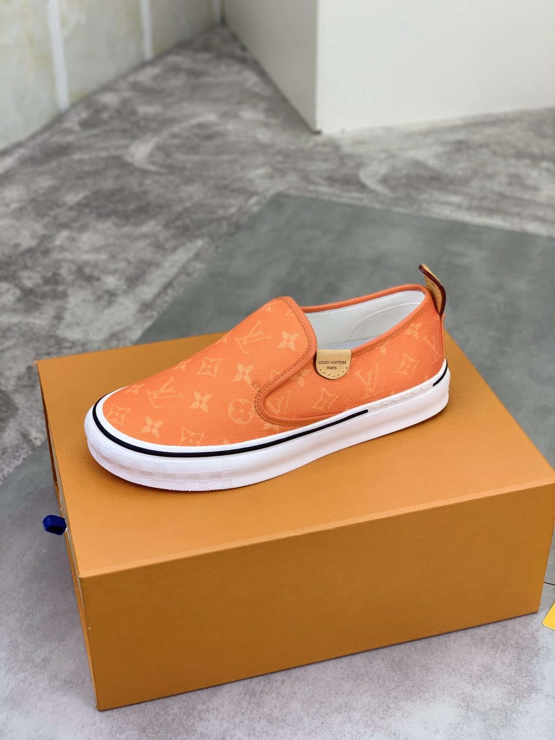 Louis Vuitton Orange Patterned Slip-On Shoes