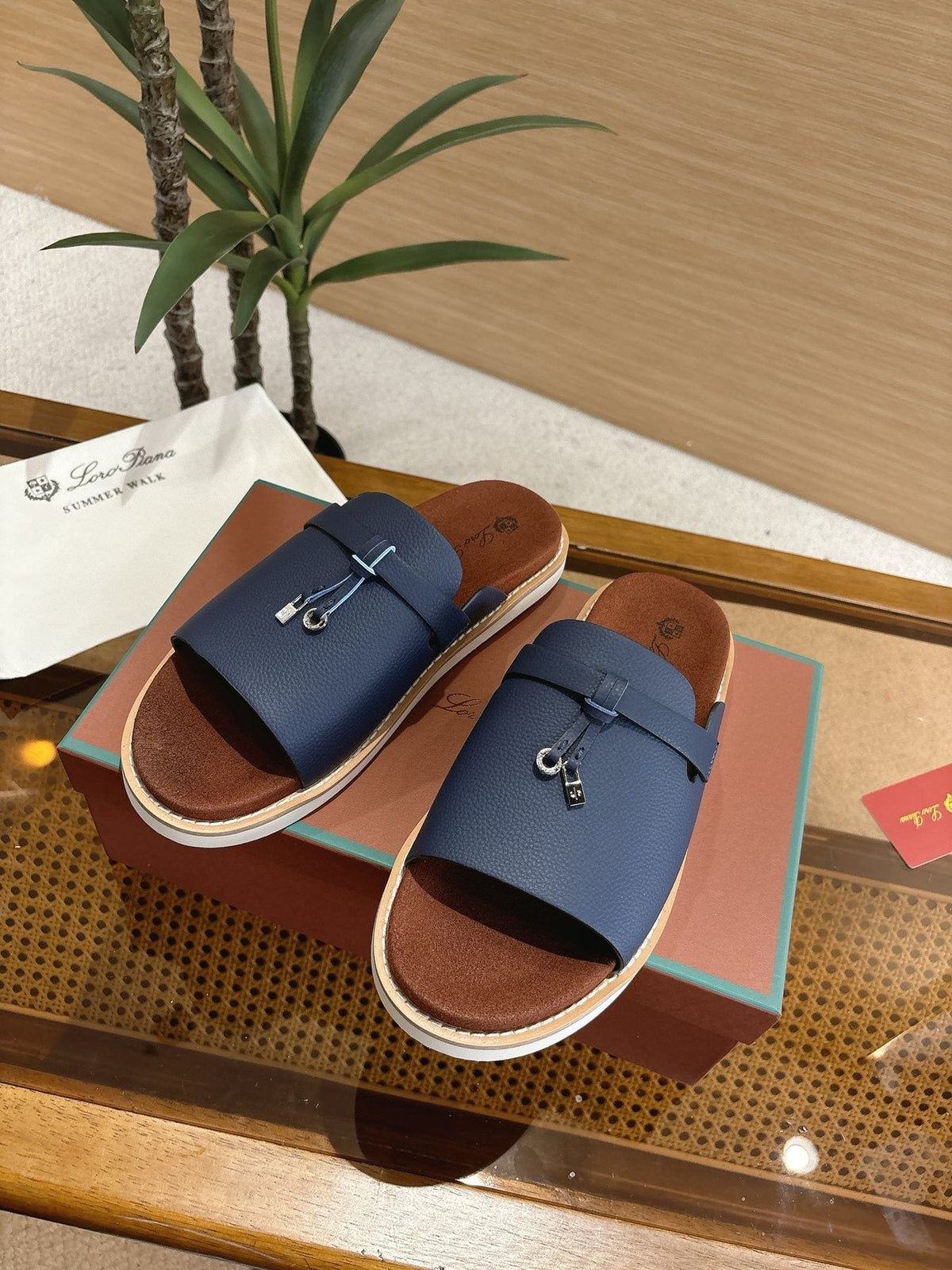 Loro Piana Men's Textured Leather Mule Sandals
