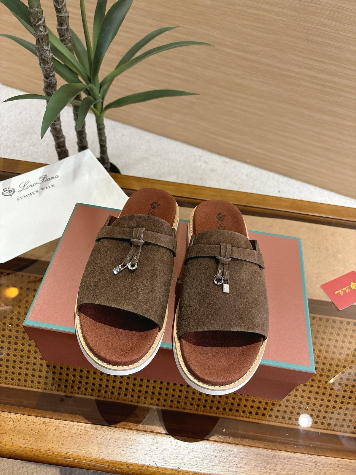 Loro Piana Men's Textured Leather Mule Sandals